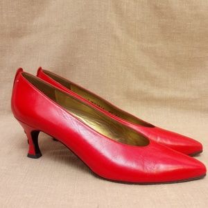 Red Leather Kitten Heel